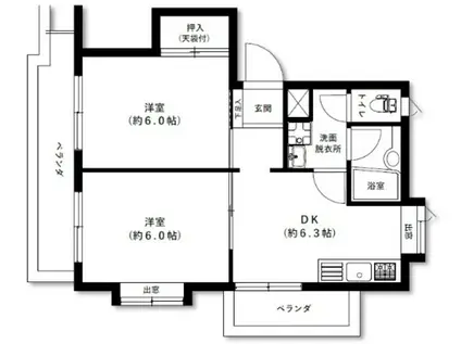 みすずマンション日野台(2DK/2階)の間取り写真