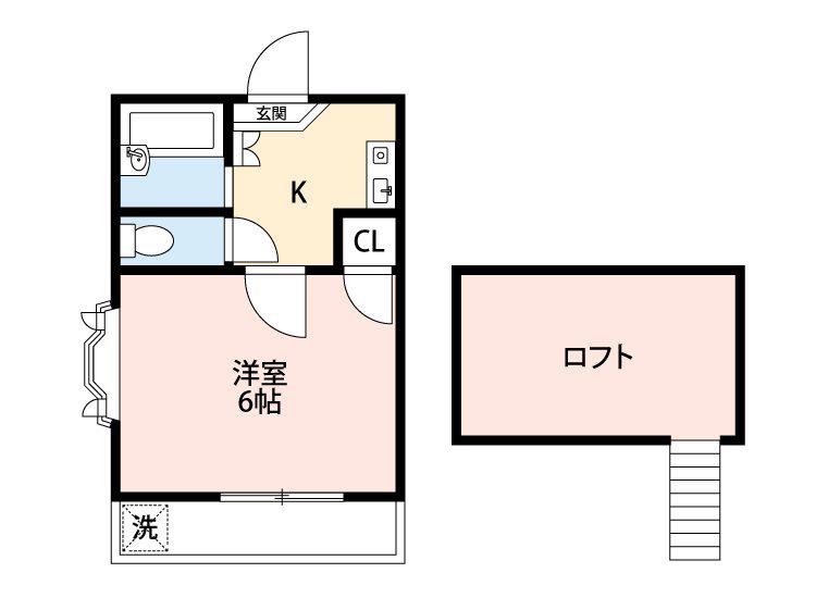 ライズ国府(1K/2階)の間取り写真