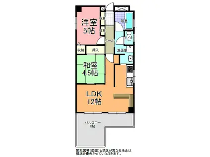 アソルティ水戸城南(2LDK/9階)の間取り写真