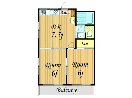 ビルトナカジマ(2DK/2階)の間取り写真
