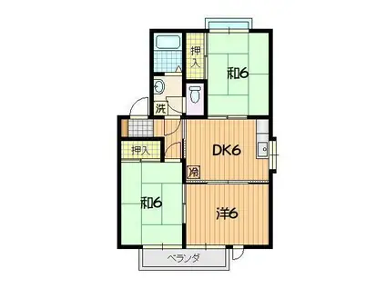 メープル高松 A棟(3DK/2階)の間取り写真