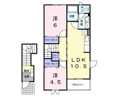 プルメリアC(2LDK/2階)の間取り写真