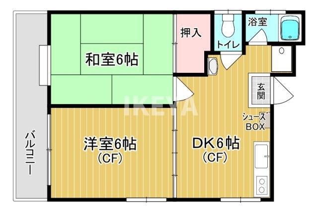 ファミールK&M(2DK/3階)の間取り写真