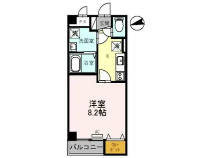 ストゥーディオ石金(1K/2階)の間取り写真