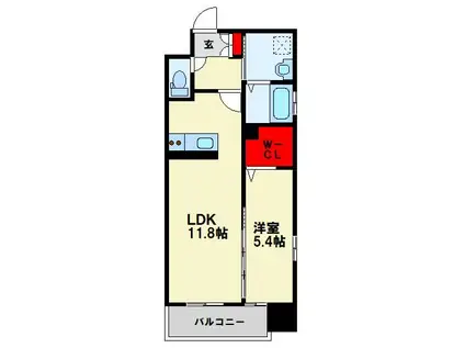 MUU.黒崎(1LDK/6階)の間取り写真