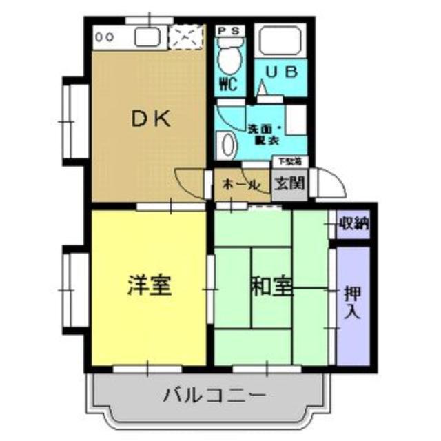 ソレイユ伊敷(2DK/2階)の間取り写真