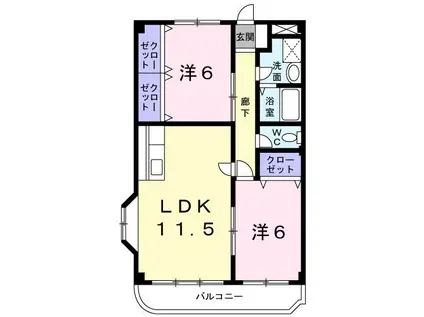 サウスヒルズマンション(2LDK/2階)の間取り写真