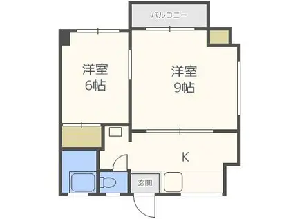 オーリン6号ビル(2DK/2階)の間取り写真