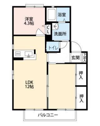 第六大滝ハイツ B棟(2LDK/2階)の間取り写真