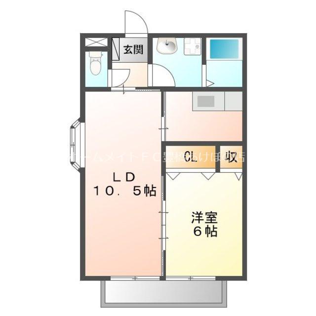ベルバランセ白井(1LDK/2階)の間取り写真