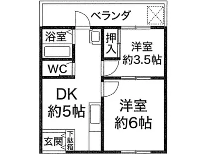 グリーンマンション(2DK/1階)の間取り写真