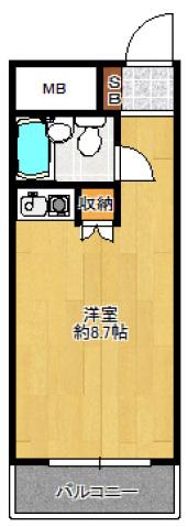 豊国スカイマンション国分(ワンルーム/8階)の間取り写真