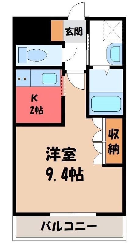 ウイングベル(1K/2階)の間取り写真