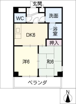 エルグランデ味美(2DK/1階)の間取り写真