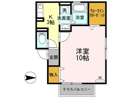 フラッツボナール(1K/1階)の間取り写真