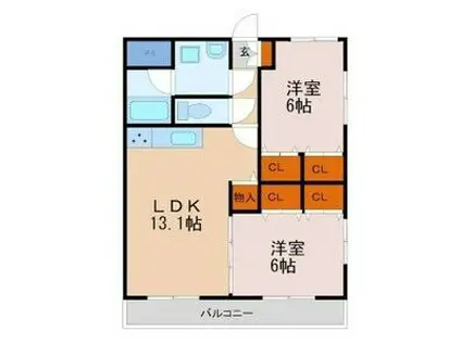 キングペレ(2LDK/4階)の間取り写真