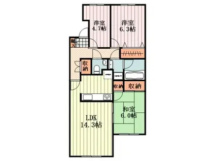 ランビニオン(3LDK/2階)の間取り写真