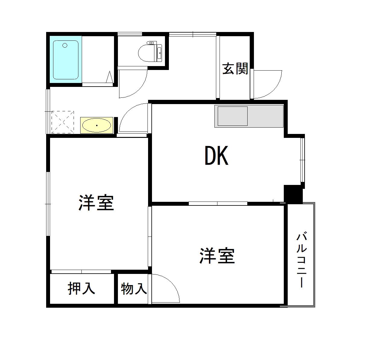 グリーン8(2DK/1階)の間取り写真