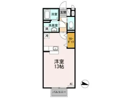 サンローズコートII(ワンルーム/1階)の間取り写真