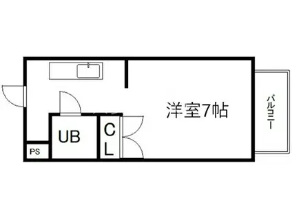 シェモワキタガワ(1K/3階)の間取り写真
