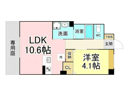 BLUE COSMO(1LDK/1階)の間取り写真