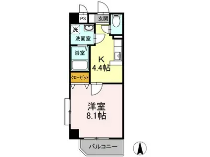 アベニューあいざわ(1K/4階)の間取り写真