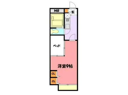 INTERISTA(1K/1階)の間取り写真