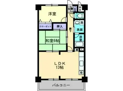 ぐりん木太ハイツ(2LDK/2階)の間取り写真