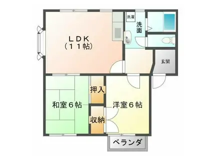 エターナルミムラ(2LDK/3階)の間取り写真