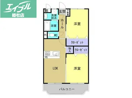 アプランドルV(2LDK/2階)の間取り写真