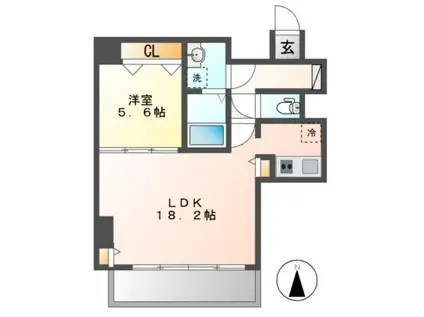 プレミアムコート葵(1LDK/5階)の間取り写真