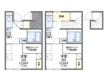 レオパレスコンフォートハイツ(1K/2階)の間取り写真