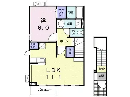 ヴィオラC(1LDK/2階)の間取り写真