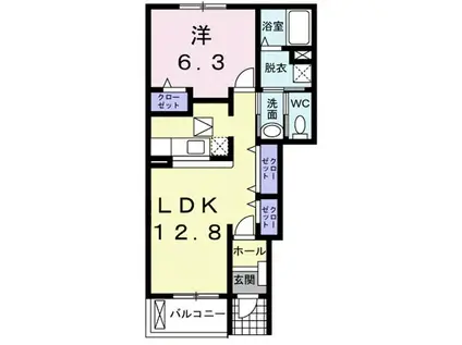 ピュールジャンC(1LDK/1階)の間取り写真