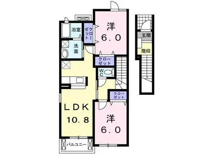 ラフィネドゥ(2LDK/2階)の間取り写真