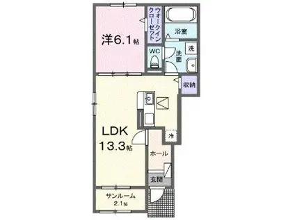 ロッソ・コルサ II(1LDK/1階)の間取り写真