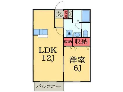 ソレイユ参番館(1LDK/2階)の間取り写真