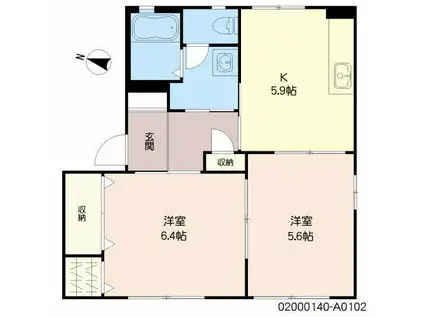 ラ シエロ(2K/1階)の間取り写真