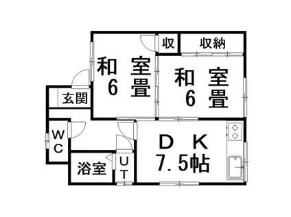 SNOWハイツ斉藤(2DK/1階)の間取り写真