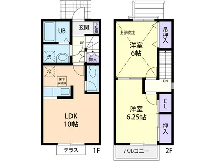 リベルテ B(2LDK/1階)の間取り写真