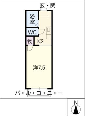 エバーグリーン(1K/2階)の間取り写真
