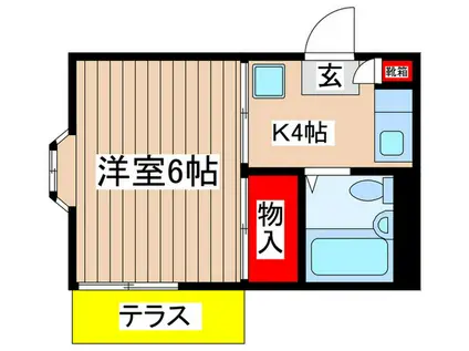 プランタン(1K/1階)の間取り写真