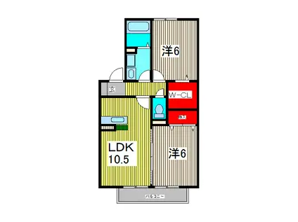 リリー坂下(2LDK/2階)の間取り写真