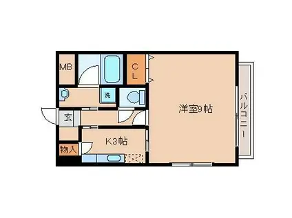 島原鉄道 本諫早駅 徒歩2分 3階建 築21年(1DK/2階)の間取り写真