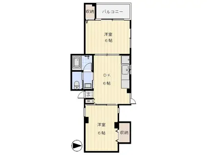 コーポイトウ(2DK/2階)の間取り写真