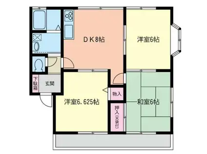 セジュール I(3DK/2階)の間取り写真