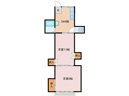 ハイツオーデン(2DK/2階)の間取り写真