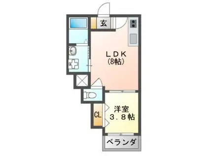 E-HOUSE 羽曳野(1LDK/2階)の間取り写真