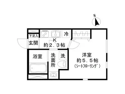 STRIPES東大井(1K/4階)の間取り写真