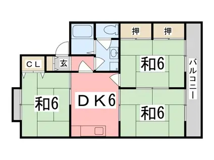 くすのきハイツII(3DK/1階)の間取り写真